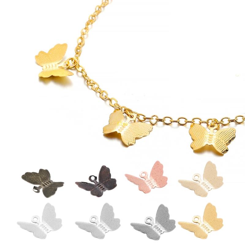 Bộ 100 Mặt Vòng cổ Hình Bướm Nhiều Màu Sắc Bằng Đồng Niken Dùng Làm Trang Sức DIY