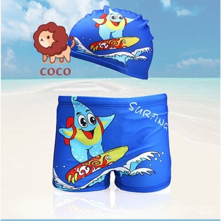 Bộ đồ bơi + nón bơi họa tiết hoạt hình dễ thương cho bé trai
