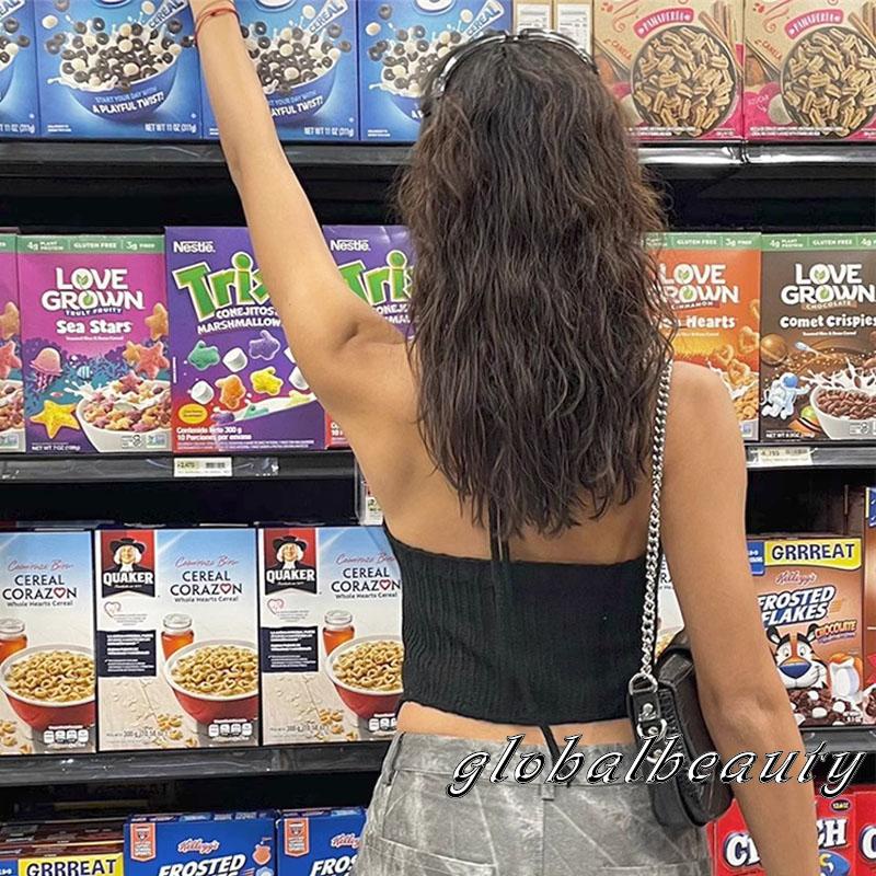 Áo Hai Dây Dệt Kim Hở Lưng Thời Trang Mùa Hè Cho Nữ