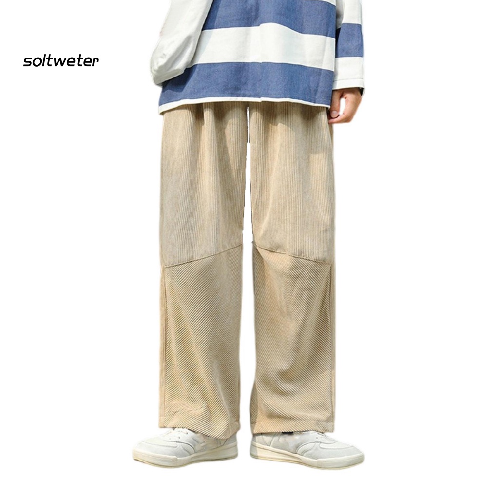 Quần Nhung Dài Ống Rộng Lưng Thun Màu Sắc Đơn Giản Cho Nam