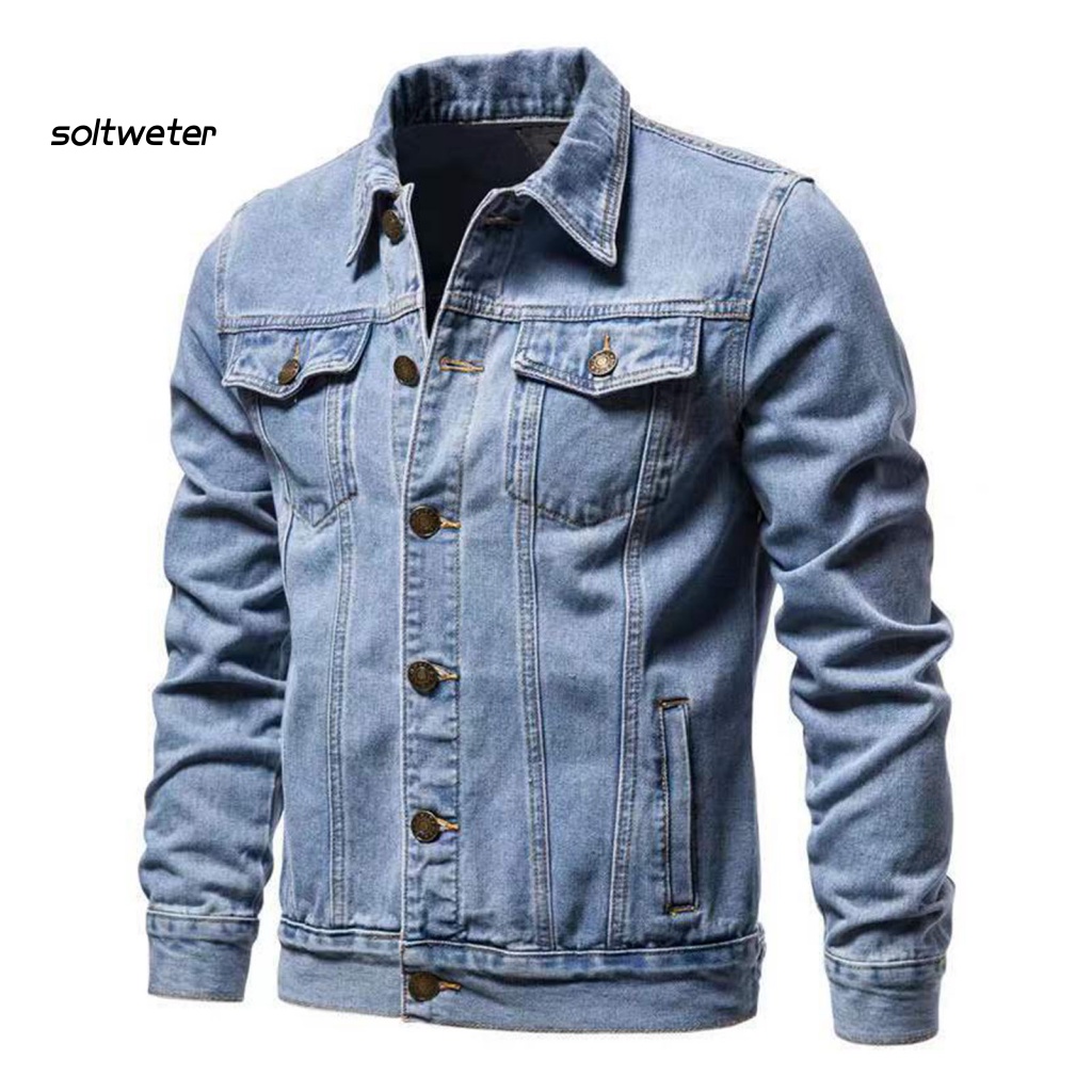 Áo Khoác Denim Tay Dài Màu Sắc Đơn Giản Thời Trang Đường Phố