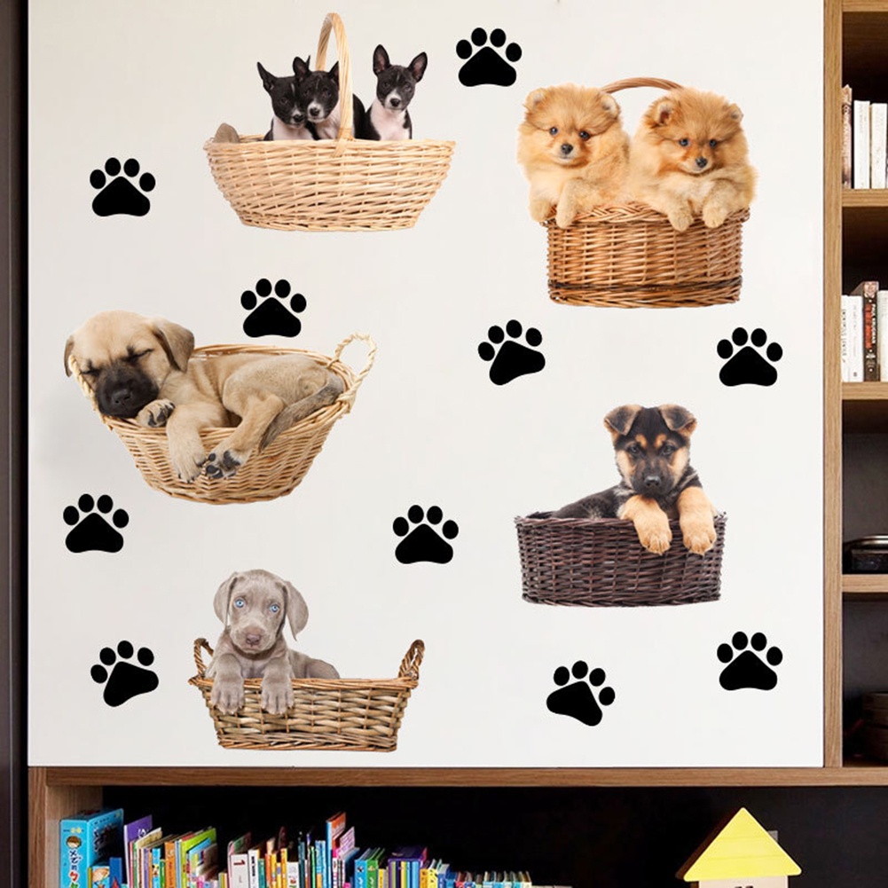 Miếng Dán Tường Trang Trí Hình Dấu Chân Cún Hoạt Hình Tháo Rời Được DIY Dành Cho Phòng Trẻ Em