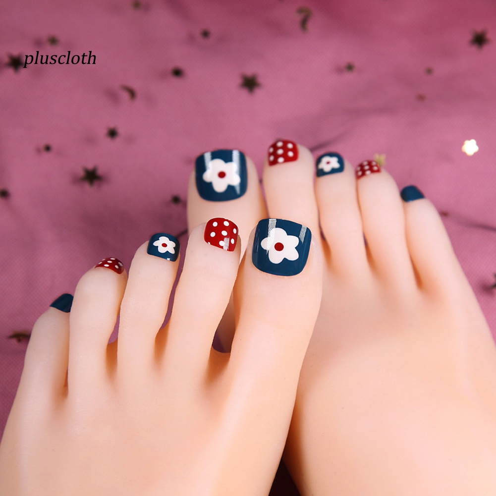 Set 24 Móng Chân Giả Phủ Toàn Diện Thời Trang Cho Nữ