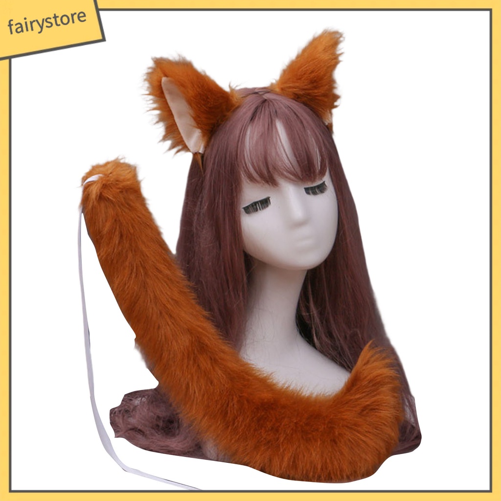 Set 2 Băng Đô Bông Màu Trơn Kèm Dây Đeo Tai Dùng Hóa Trang Lolita