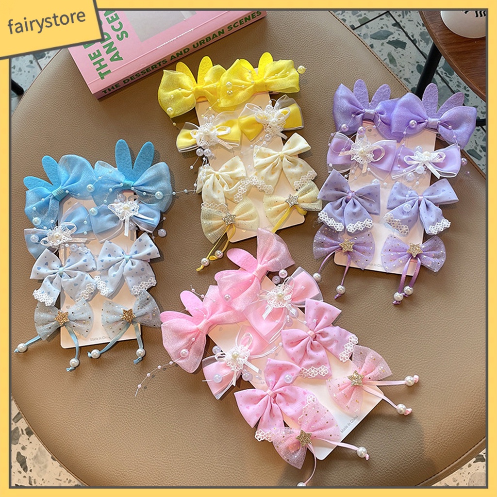 1 Bộ Kẹp Tóc Nơ Mềm Mại Co Giãn Thoải Mái Cho Bé Gái