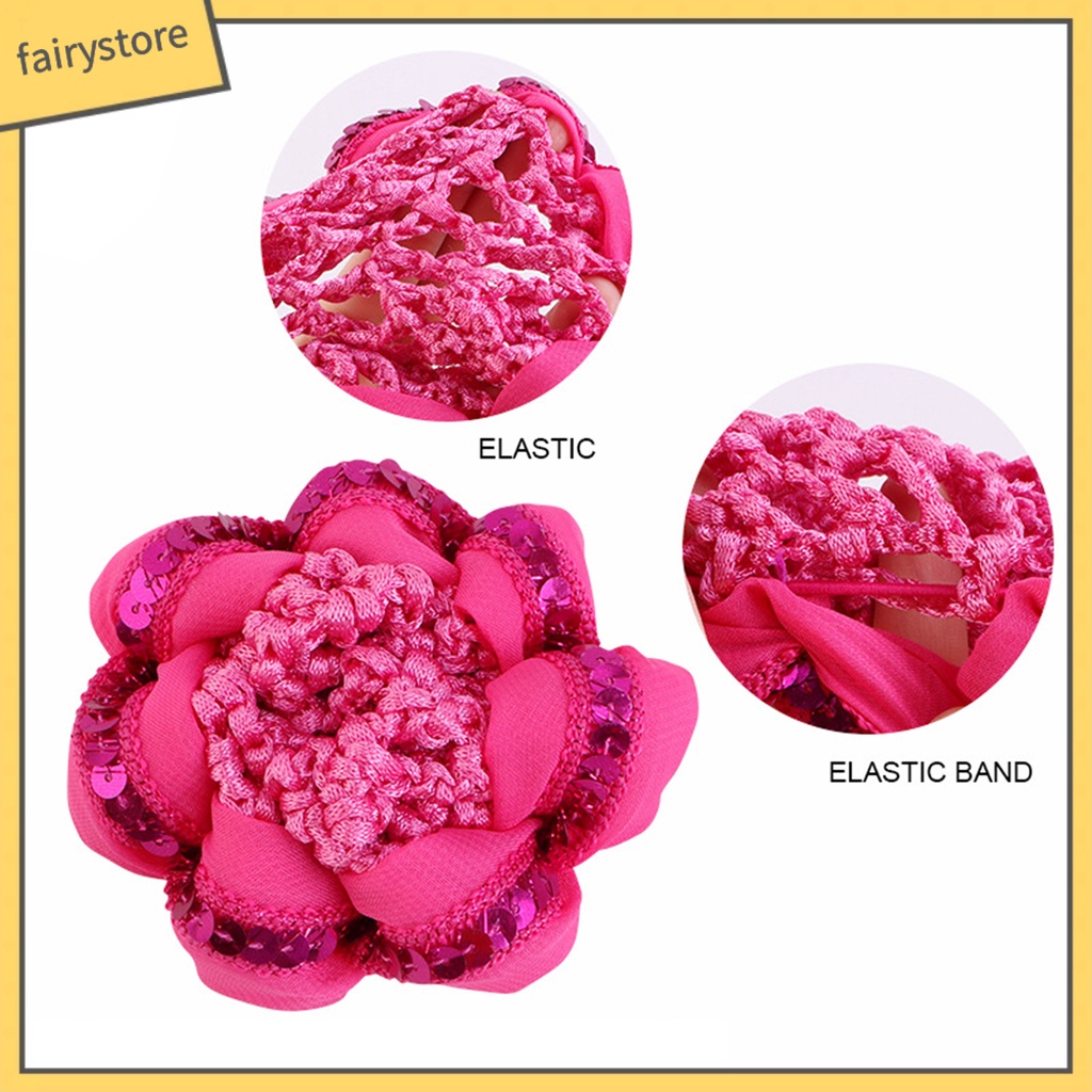 [FRO] Lưới Búi Tóc Đính Kim Sa Độ Co Giãn Cao Phong Cách Vintage Múa Ba Lê Cho Nữ