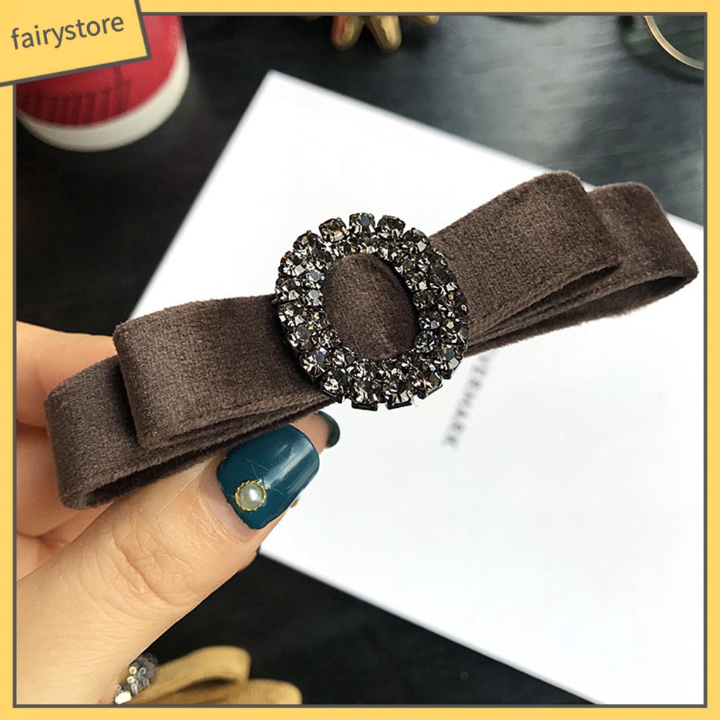 Kẹp Tóc Hình Nơ Đính Đá Hai Lớp Chống Trượt Phong Cách Hàn Quốc