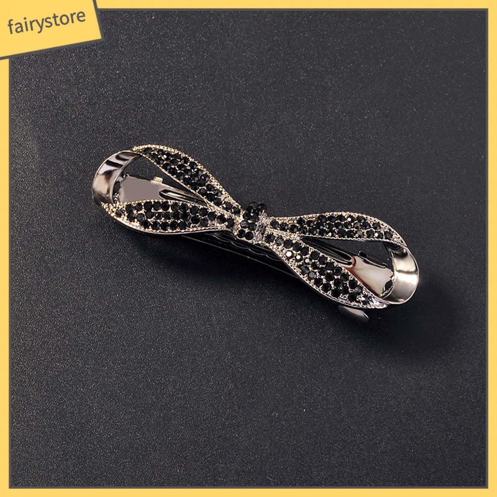 Kẹp Tóc Hình Nơ Đính Đá Lấp Lánh Co Giãn Gọn Nhẹ Chống Gỉ