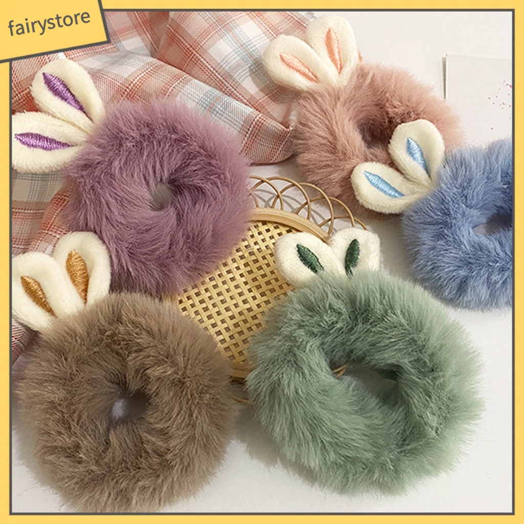 Dây Cột Tóc Tai Thỏ Màu Sắc Ngọt Ngào Thời Trang Mùa Đông Cho Nữ