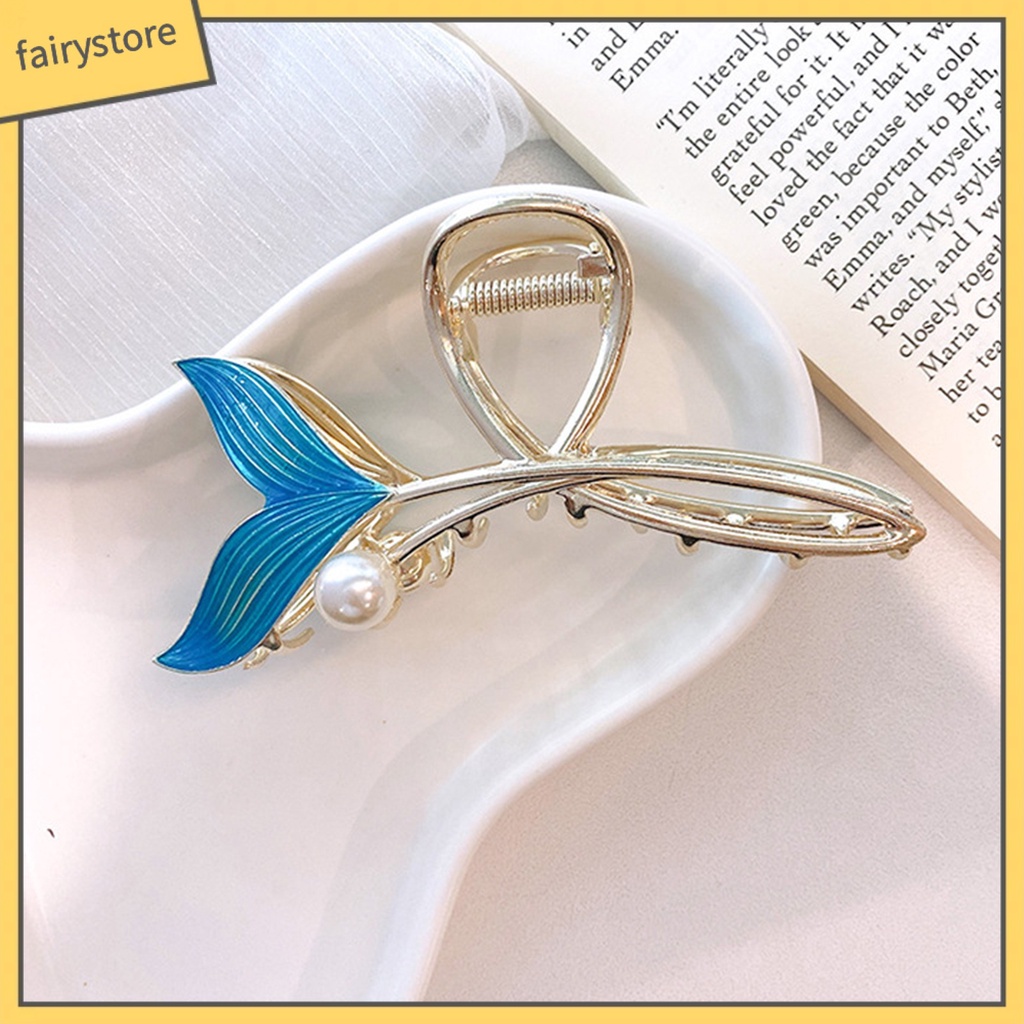 Kẹp Tóc Đính Ngọc Trai Giả Hình Đuôi Cá Mập Độc Đáo