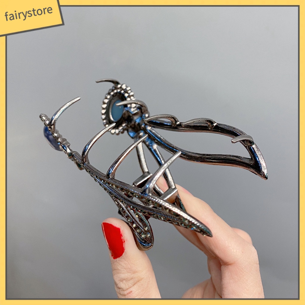 Kẹp Tóc Càng Cua Đính Đá Và Ngọc Trai Giả Hình Tai Thỏ Bằng Thép Không Gỉ