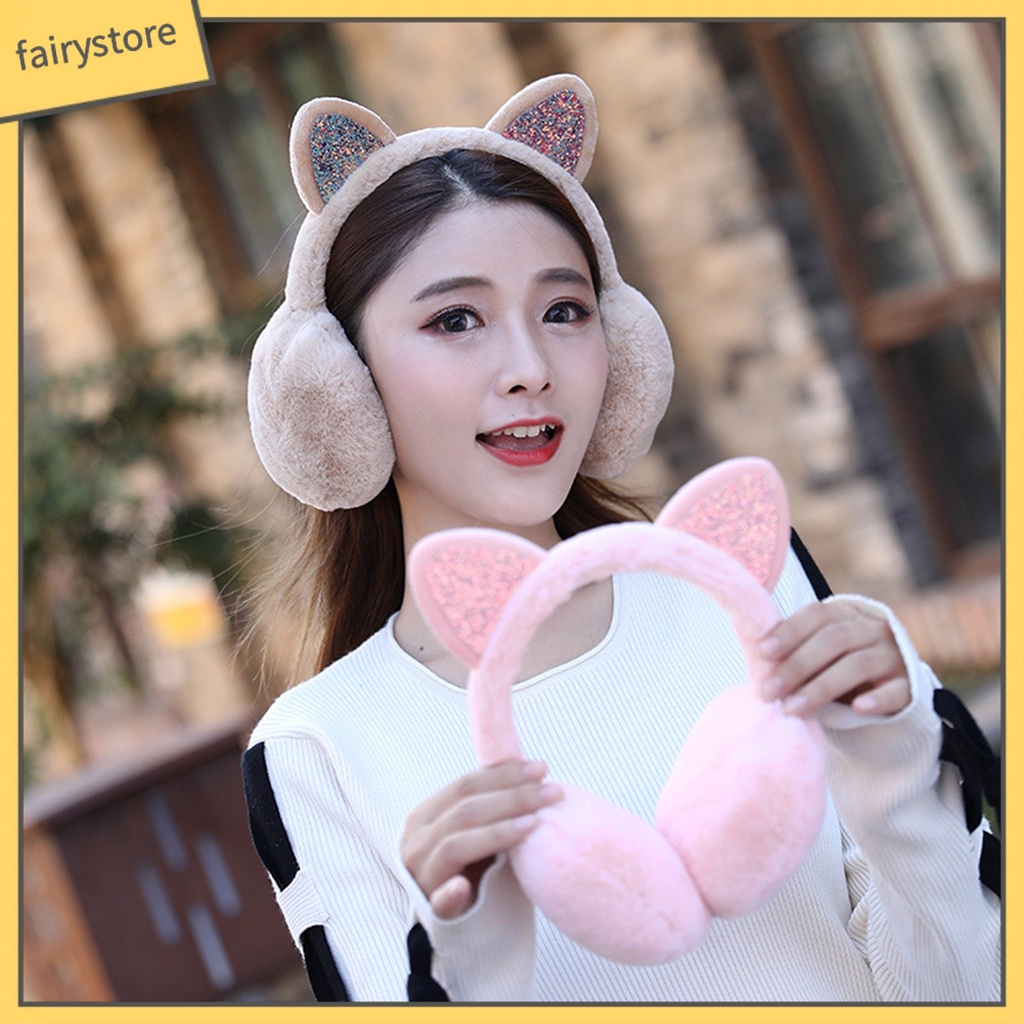 Chụp Tai Làm Ấm Tai Chống Gió Mùa Đông Đính Kim Sa Lấp Lánh