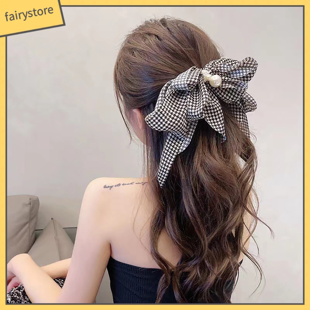 Kẹp Tóc Nơ Nhiều Lớp Đính Ngọc Trai Giả Thanh Lịch Cho Nữ