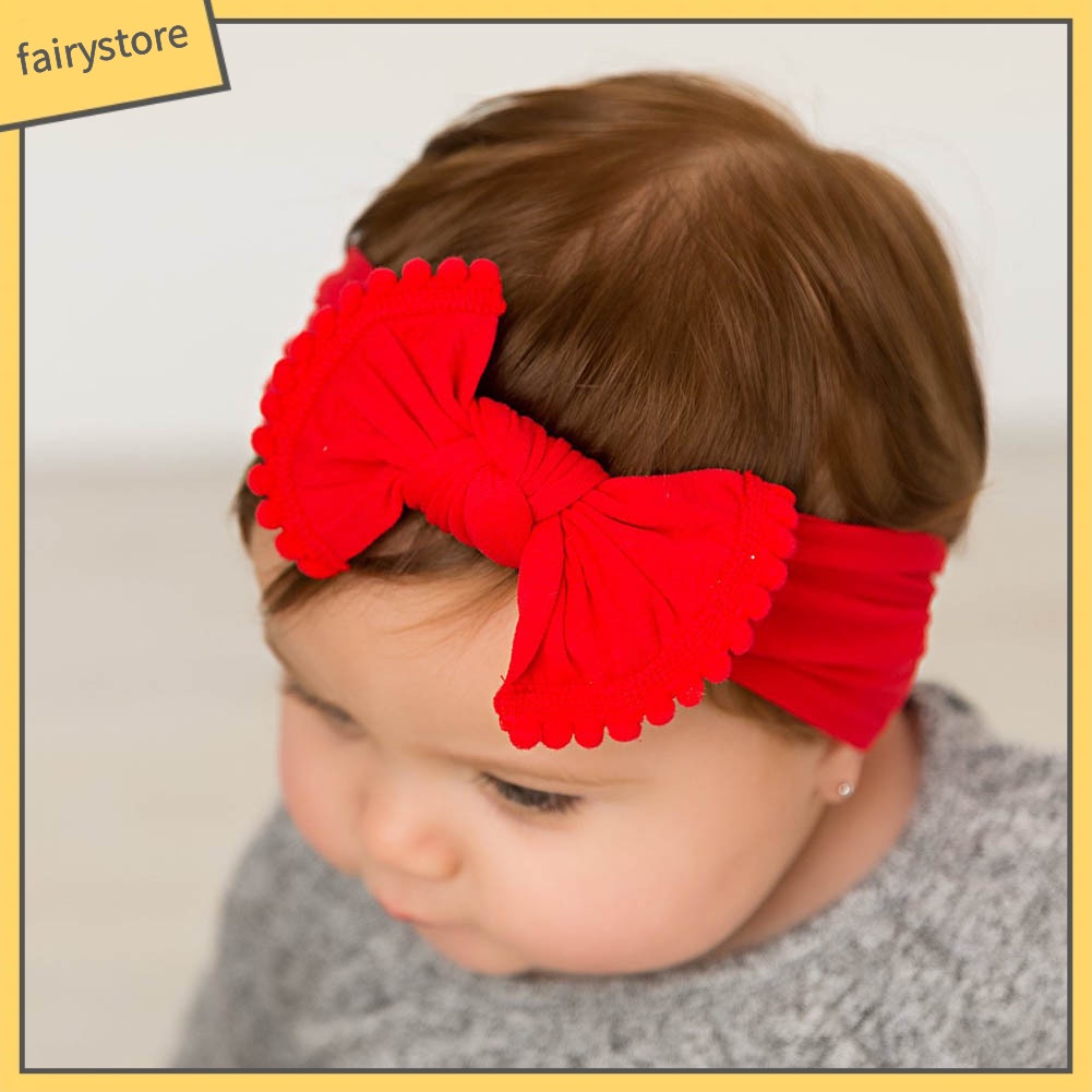 Băng Đô Thắt Nơ Bằng Nylon Mềm Co Giãn Dành Cho Bé Gái