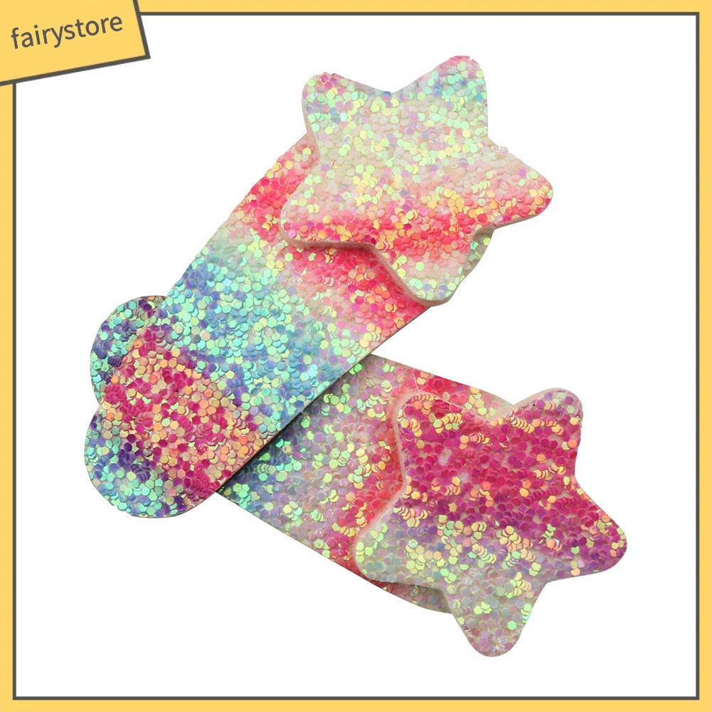 Set 4 Kẹp Tóc Hình Ngôi Sao / Giọt Nước Lấp Lánh Cho Bé Gái