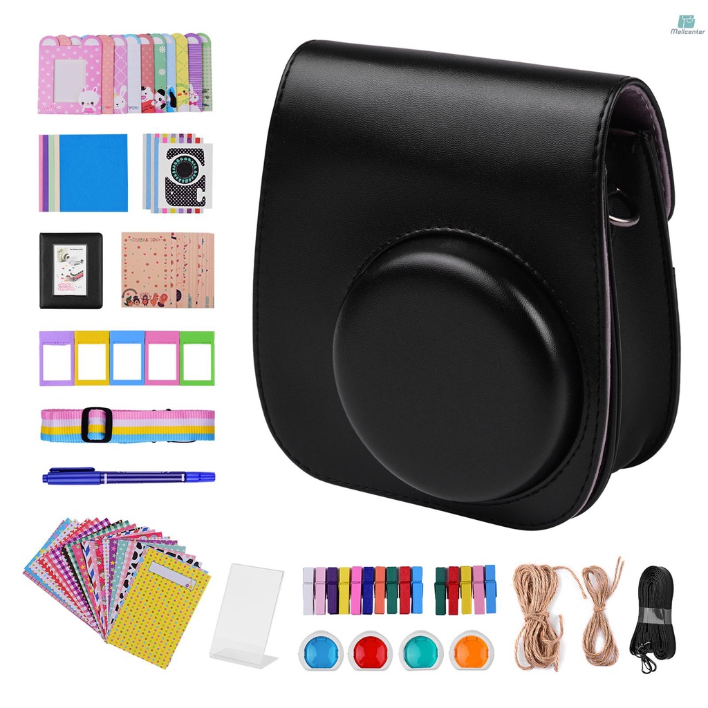 12-in-1 Instant Camera Accessories Bundle Kit Compatible with Fujifilm Instax Mini 11 Including Camera Bag/Camera Strap/Photo Album/Photo Clips/Photo Frame/Hanging String/Stickers/Pen/Filters