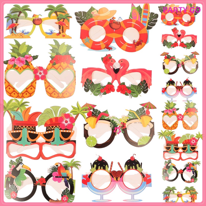 Set 24 Mắt Kính Bằng Giấy 15.5X13X12CM Phong Cách Hawaii Độc Đáo