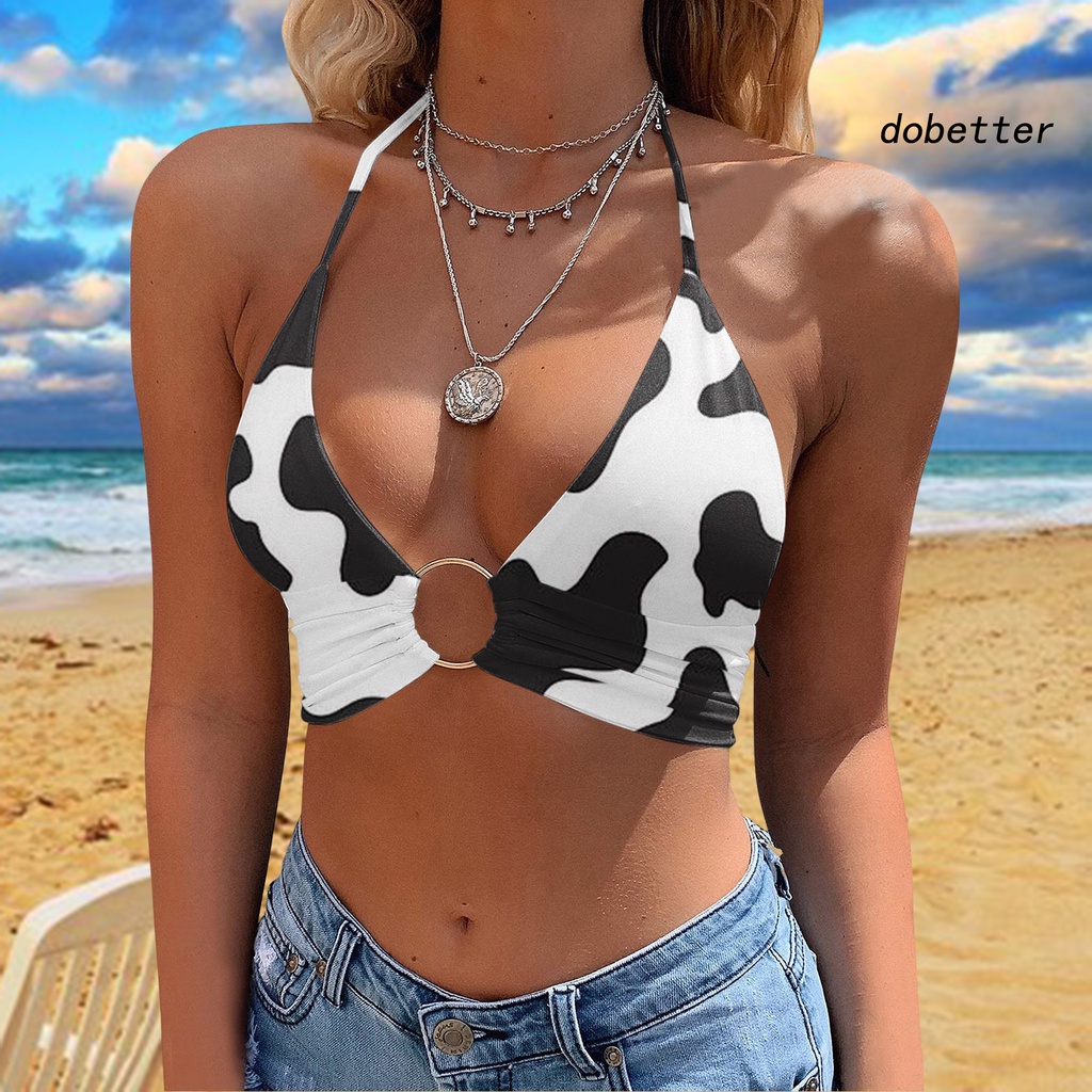 [DO] Áo Không Tay Cổ Chữ V Khoét Sâu Hở Lưng Phối Vòng Kim Loại Trang Trí Cho Nữ Đi Biển Câu Lạc Bộ Đêm