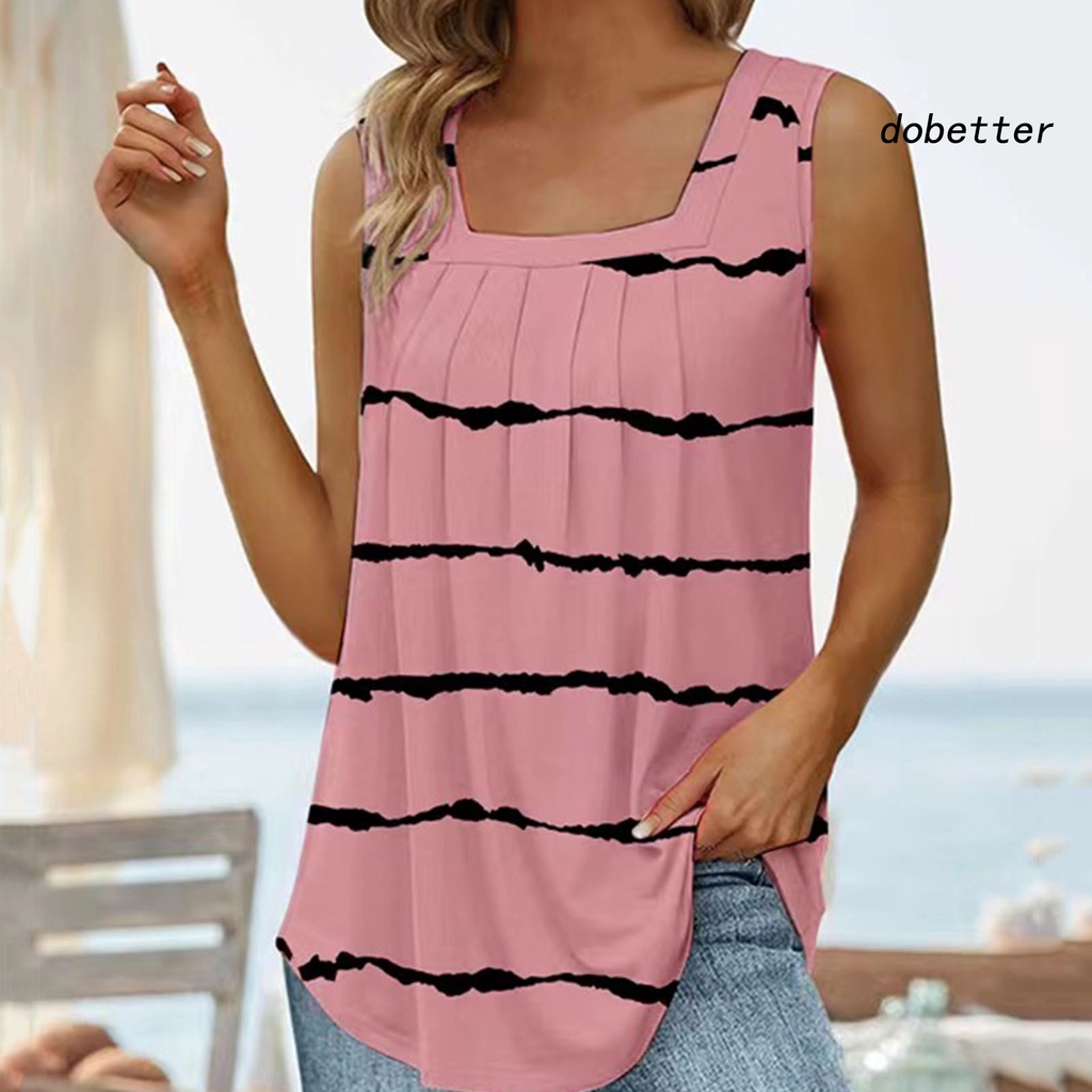 Áo Thun T-shirt Không Tay Cổ Vuông In Hình Hoa Cổ Điển Dành Cho Nữ Mặc Hàng Ngày