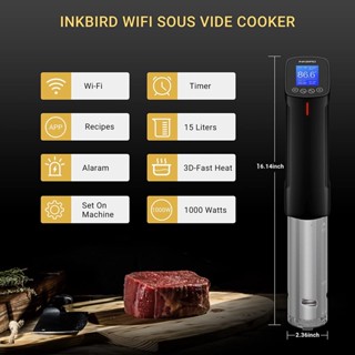Máy Sous Vide Inkbird 1000W Nấu Thịt Thông Minh- Wifi, Điều Khiển App, Nấu Thịt Bò Heo Siêu Mềm Máy nấu chậm