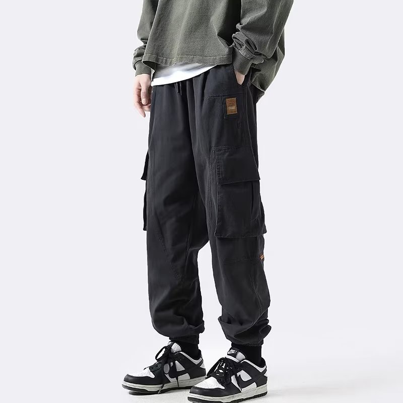 Quần Dài Dáng Rộng Vải Cotton Phối Nhiều Túi Kiểu Retro Nhật Bản Thời Trang Mùa Hè Cho Nam