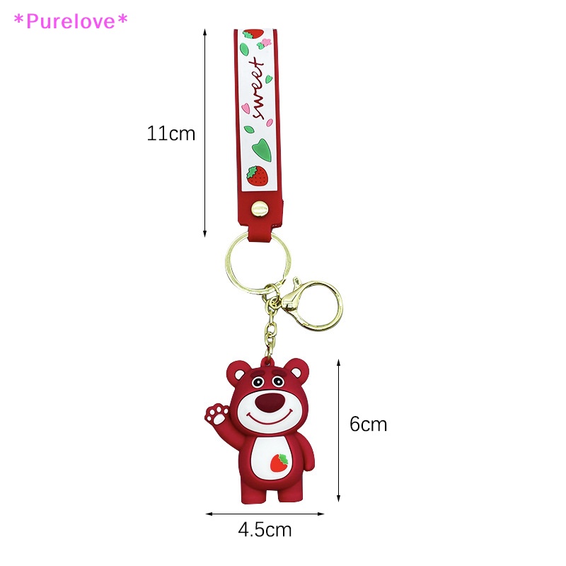 Móc Chìa Khóa Hình Gấu Và Dâu Tây Màu Hồng Dễ Thương Dùng Để Trang Trí Túi Xách Học Sinh Mới