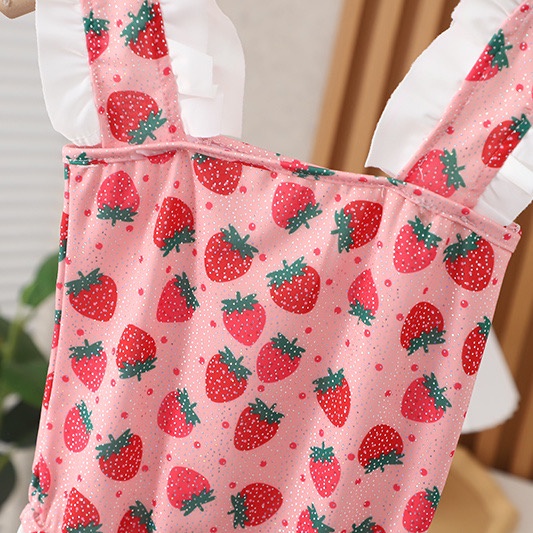 Bộ Đồ Bơi In Họa Tiết Dâu Tây Màu Sắc Xinh Xắn Thời Trang Cho Bé Gái Từ 1-6