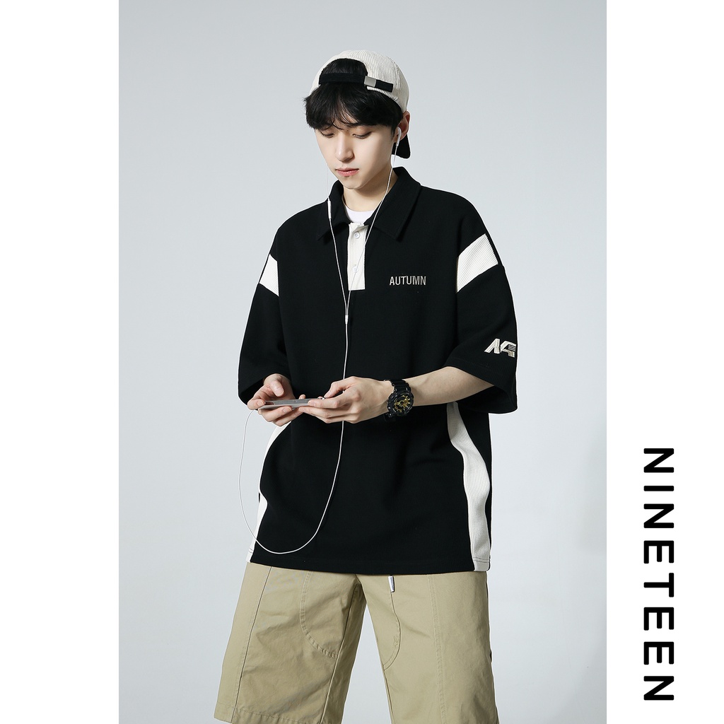 Áo Thun polo Tay Ngắn Dáng Rộng Phong Cách Thời Trang Đường Phố Mỹ Hàng Mới Dành Cho Nam Giới