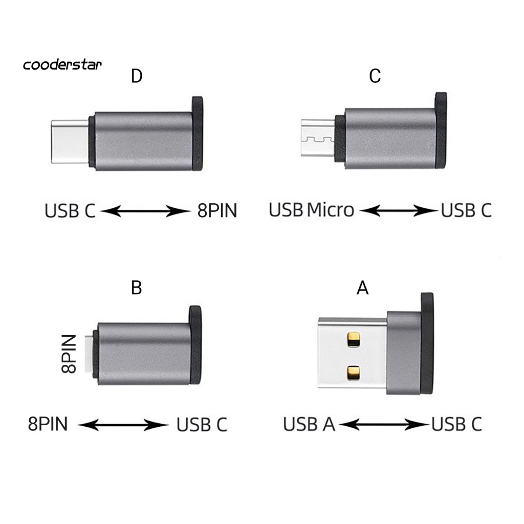 Dây Cáp Sạc Chuyển Đổi Dữ Liệu 8Pin Micro USB Sang Type-C