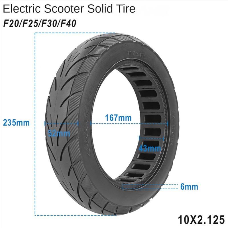 Lốp Xe Cao Su 10 Inch 10X2.125 Cho Xe Điện Ninebot F20 F25 F30 F40