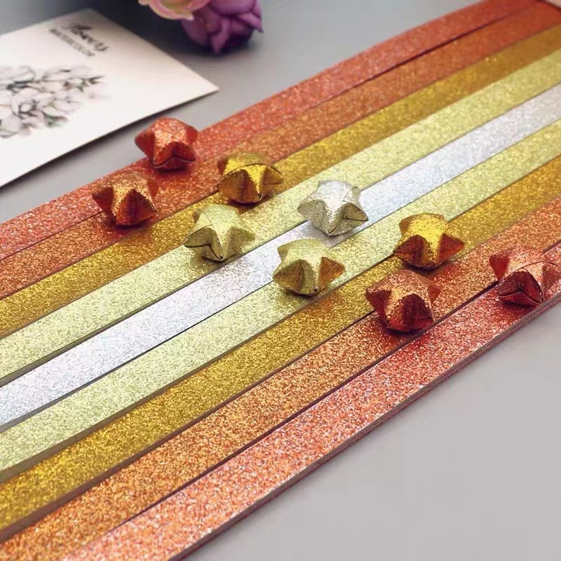Set 520 Giấy Gấp Sao Kim Tuyến May Mắn Nhiều Màu | Bear House