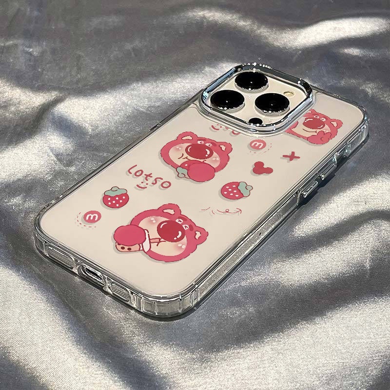 ✅Ốp Điện Thoại Mềm Chống Sốc Họa Tiết Gấu Và Dâu Tây Cho Iphone max7 14Pro11Iphone12In 13 plus8