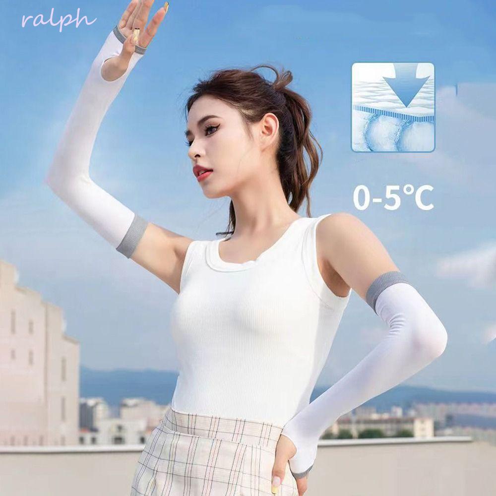 Găng Cánh Tay Chống Nắng Bằng Lụa Lạnh Màu Trơn Thoáng Khí Chống Tia UV Cho Nữ
