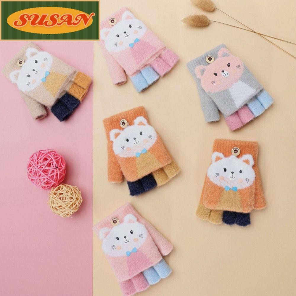 Găng Tay Hở Ngón Giữ Ấm Mùa Đông Dễ Thương