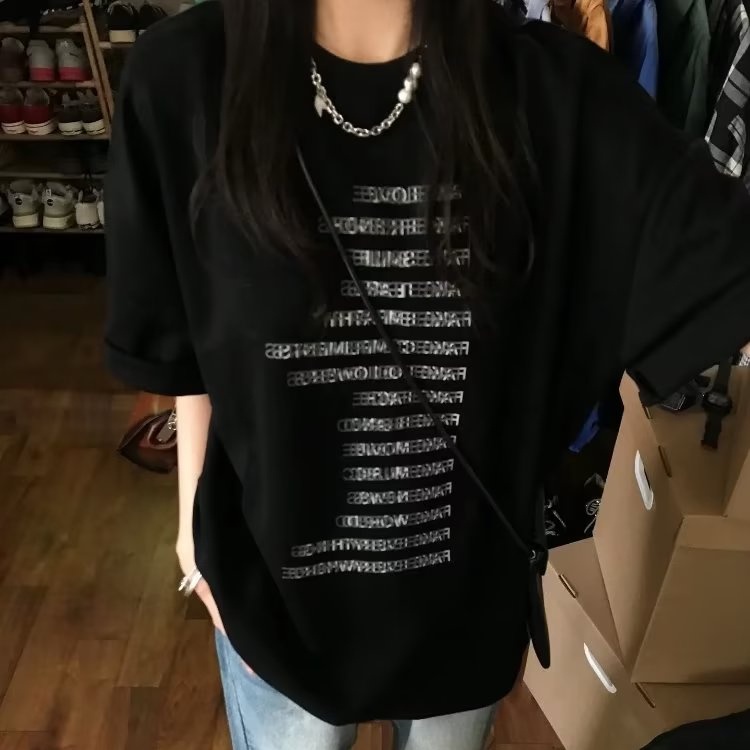 Hàng Mới Về Mới Áo Thun Tay Ngắn Họa Tiết Đường Ray Hình Học Thời Trang Cao Cấp Cho Nam Nữ