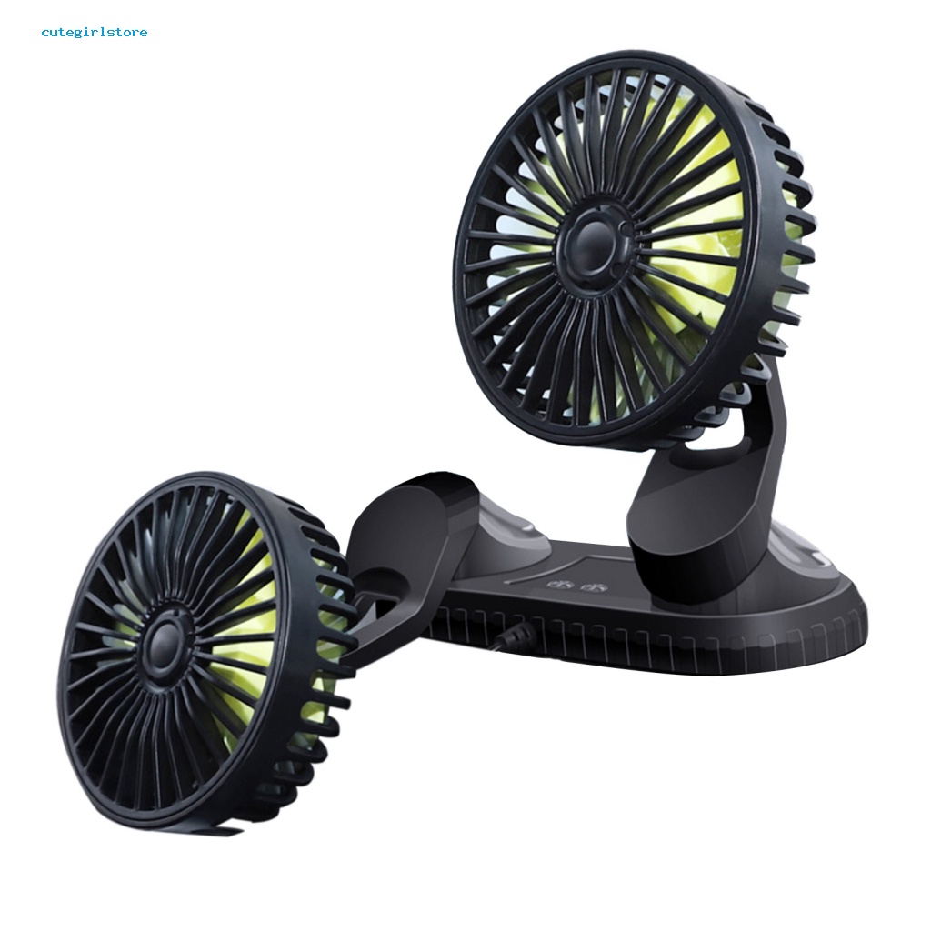 Quạt Sạc USB 360 Độ Hai Đầu Xoay 360 Độ Dễ Thương Cho Xe Hơi