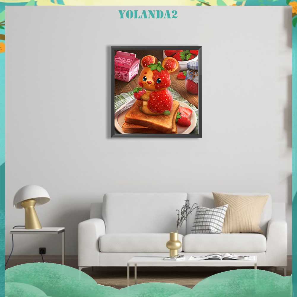 Tranh Đính Đá Kim Cương Toàn Bộ 5D DIY Hình Vẽ Thỏ Dâu Tây