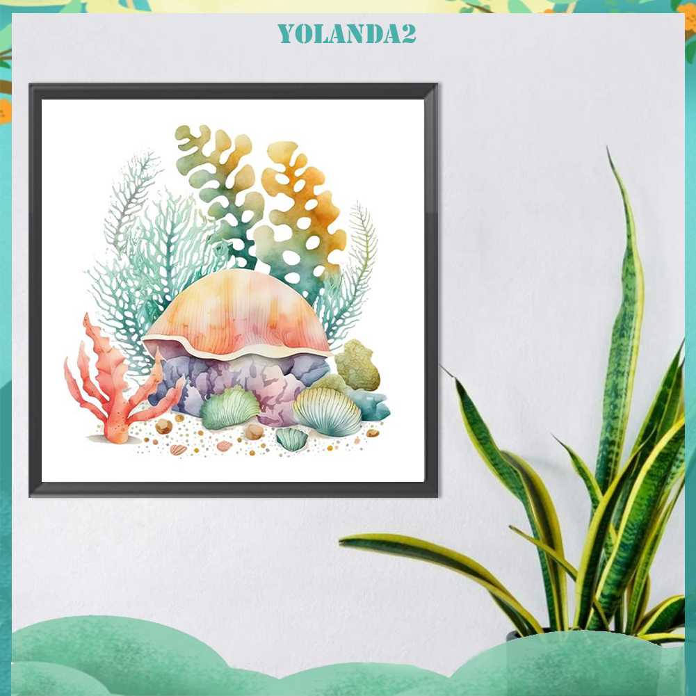 Bộ Tranh Đính Đá 5D Họa Tiết Vỏ Sò / San Hô Độc Đáo DIY Dùng Trang Trí