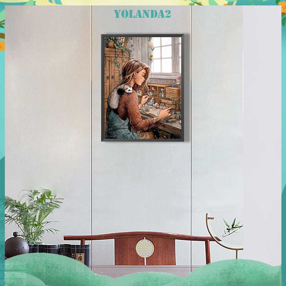 Tranh Đính Đá Kim Cương Toàn Bộ 5D DIY Hình Vẽ Cô Gái Trang Trí Nhà Cửa