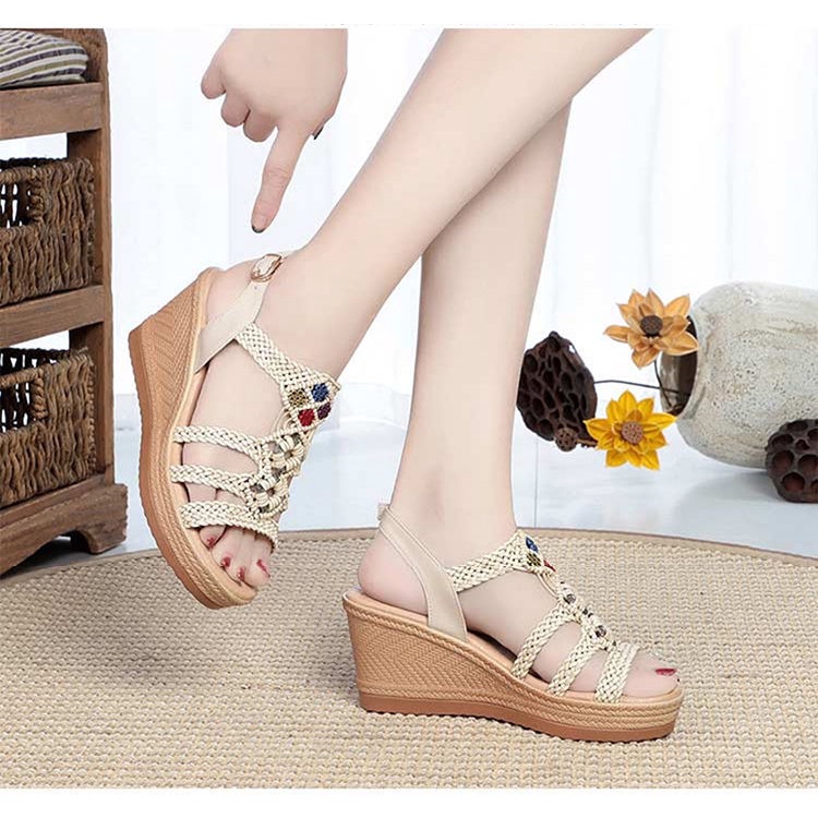 Xăng đan Đế Xuồng Mềm Dày Dặn Phong Cách Bohemian Thời Trang 2023 Cho Nữ