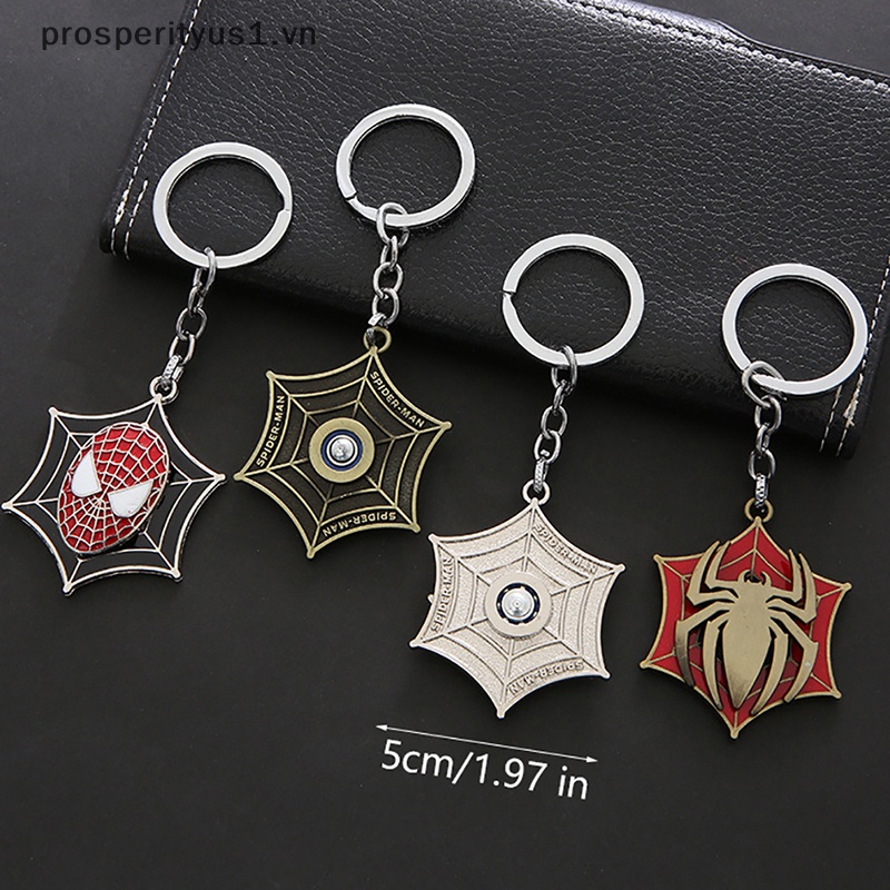 [prosperityus1] Móc Khóa Ba Lô Đi Học Bằng Hợp Kim Kẽm Hình Người Nhện Có Thể Xoay Được