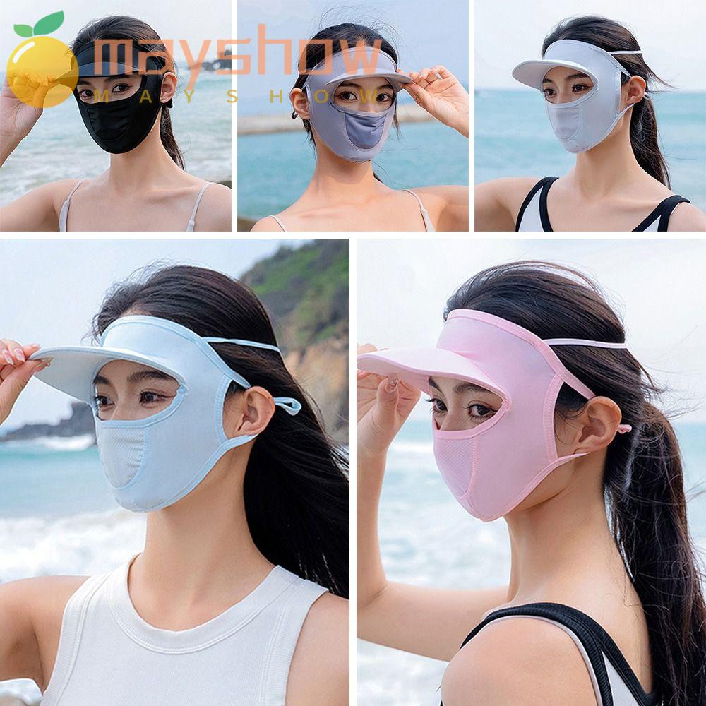 Mũ Che Mặt Chống Nắng Bằng Lụa Lạnh Hở Chóp Cho Mùa Hè