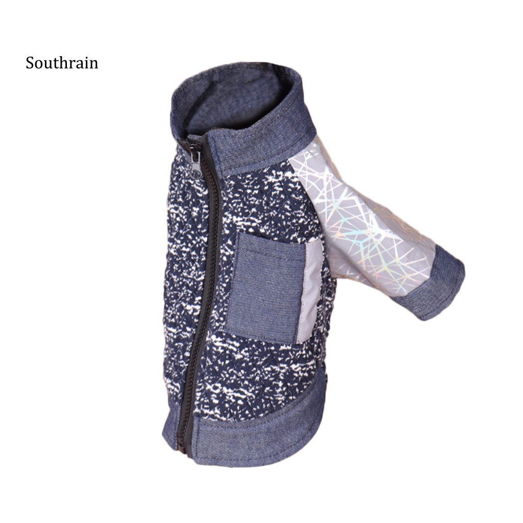 Áo Khoác Denim Mùa Đông Thiết Kế Phản Quang Khóa Kéo Thời Trang Cho Thú Cưng