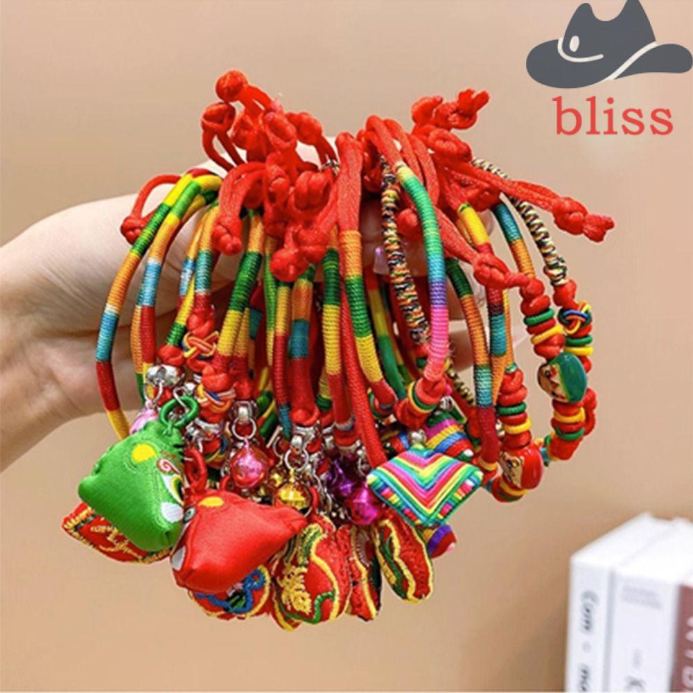 Vòng Tay Dây Thừng Thiết Kế Zongzi Pendent Hình Rồng / Hổ Thủ Công Nhiều Màu Sắc Tinh Tế Làm Quà Tặng Cho Trẻ Em