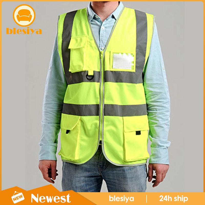 [Blesiya] Áo Bảo Hộ Lao Động Không Tay Phản Quang Thoải Mái An Toàn Cho Công Trường Giao Thông Ngoà