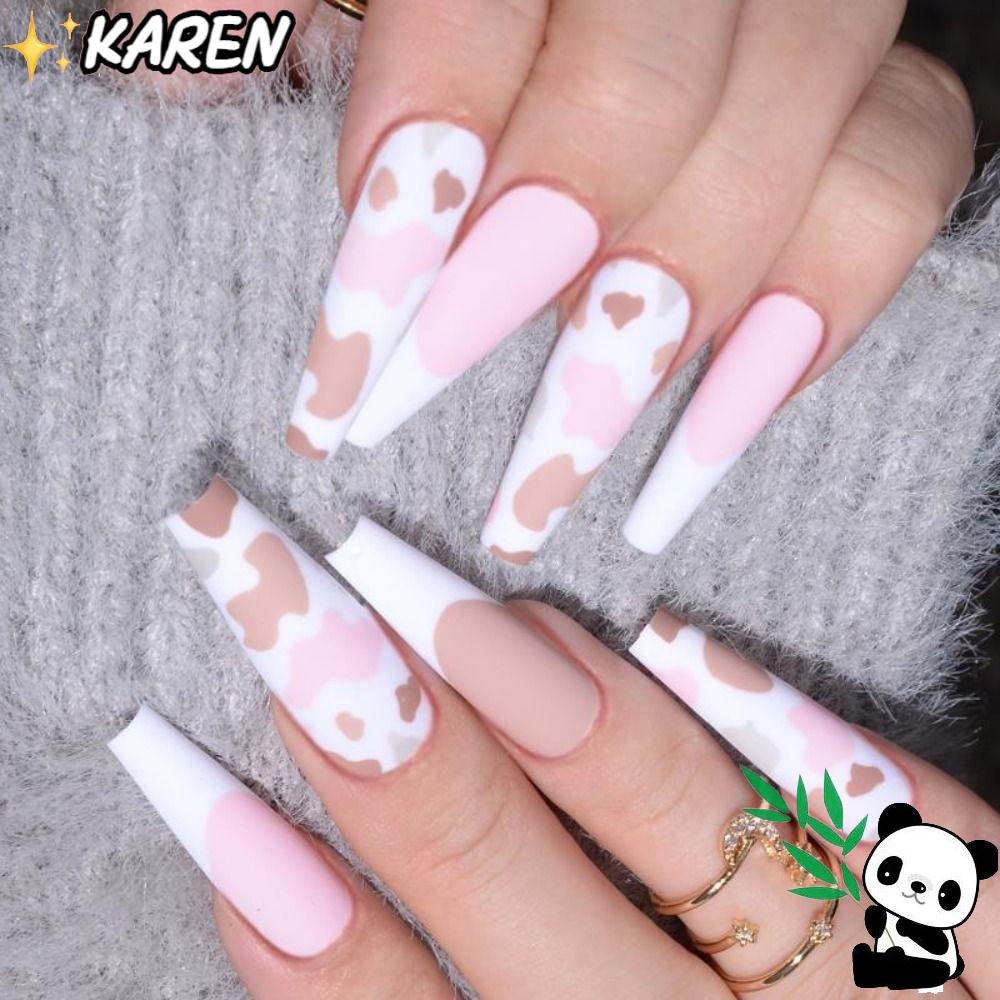 Set 24 Móng Tay Giả Che Phủ Toàn Diện Phong Cách Pháp