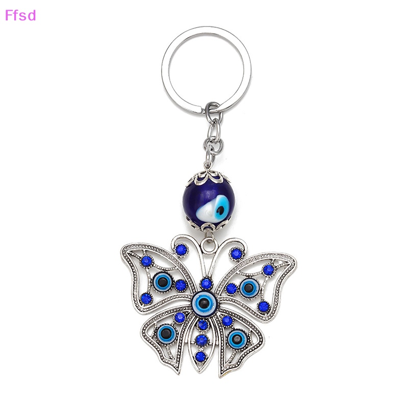 Móc Khóa Hợp Kim Hình Bướm Đính Đá Mắt Xanh Dương Sáng Tạo Thời Trang Cho Nam Và Nữ