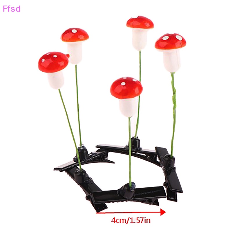 {Ffsd} Set 5 Kẹp Cỏ Unisex Hình Hoa Nấm Vui Nhộn Thời Trang Bán Chạy