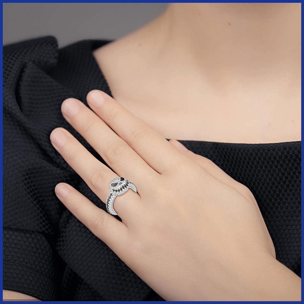 Vòng cổ Mặt Đầu Lâu Jack Nightmare Before Christmas Đính Pha Lê Tráng Men Phong Cách Punk Cho Nữ