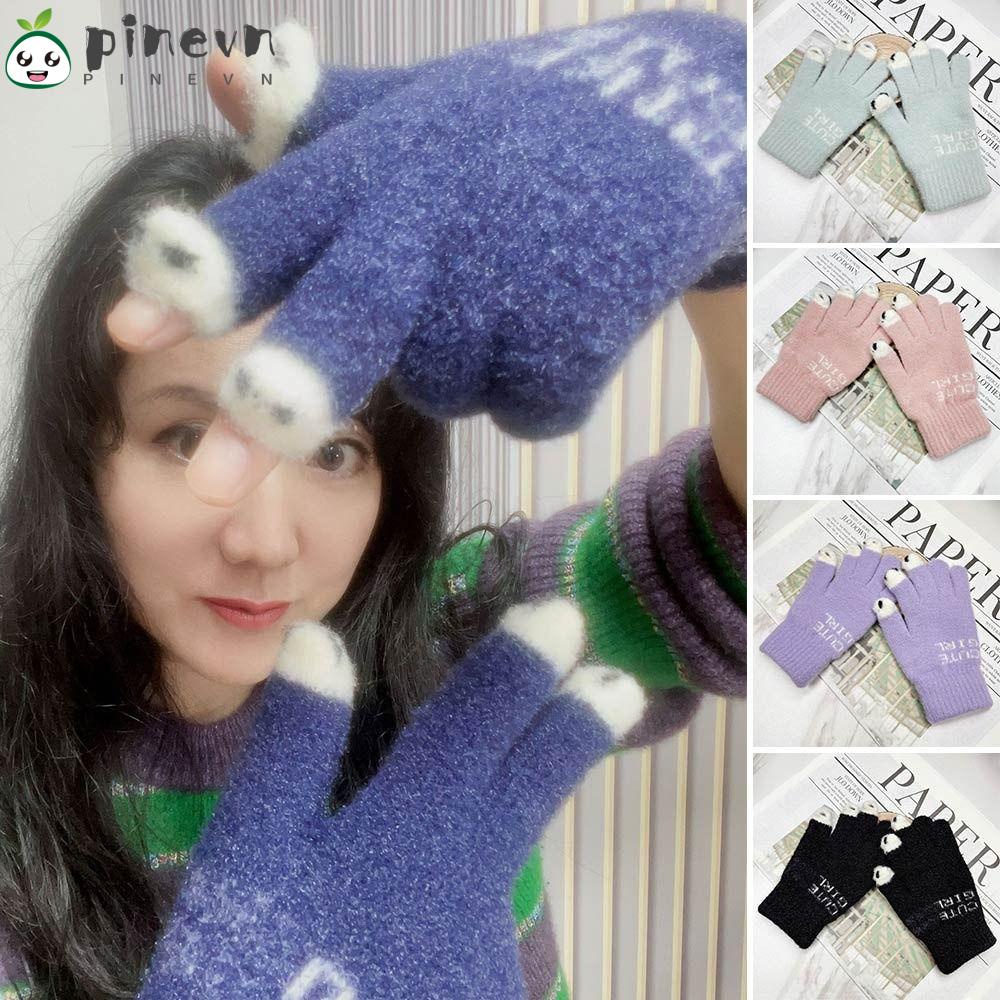 Găng Tay Thể Thao Dệt Kim Dễ Thương Giữ Ấm Mùa Đông